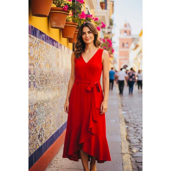 Calvin Klein Women's Red Dress Size 8 NWT - Picture 1 of 16
